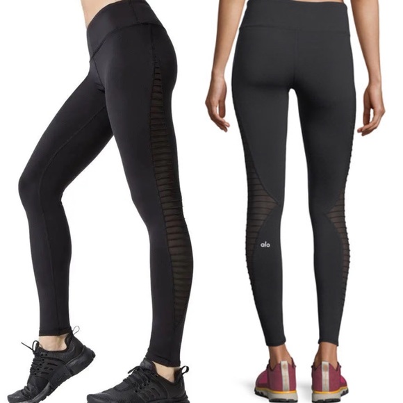 Alo Luminous Mesh Pintuck Performance Leggings Black Size Small - Picture 1 of 9